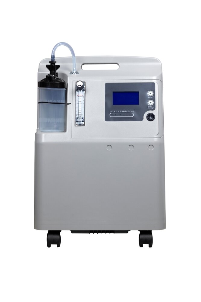 Flying With Medical Oxygen. Portable oxygen concentrators Isolated On White background.